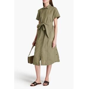 Derek Lam 10 Crosby Mikala Cotton-Poplin Midi Shirt Dress Oregano Size Large NWT